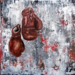 Boxing Gloves, 50x50, Oil on Panel