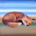 Sleepy fox, 12x12, acrylic/resin on panel, Sold