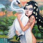 Leda and the Swan, 14x11, Oil on Wood, Sold