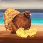 Mama Chicken, 12x12, acrylic/resin on panel