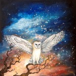 Spirit Owl, 12x12, acrylic/resin on panel, Sold